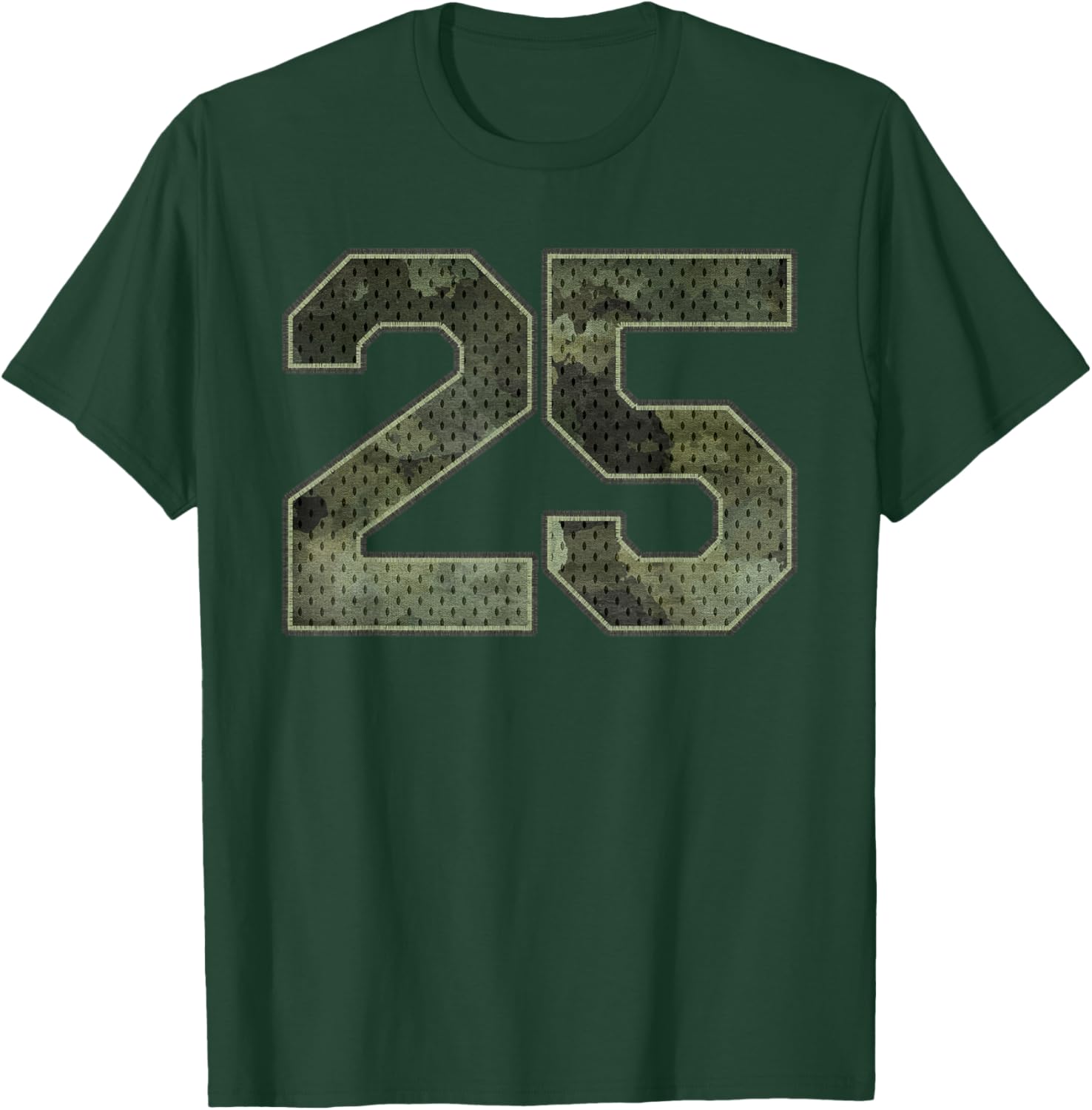 Camo Number 25 Athlete Sports Jersey Supporter Fanwear T-Shirt - T-Shirt | Forest
