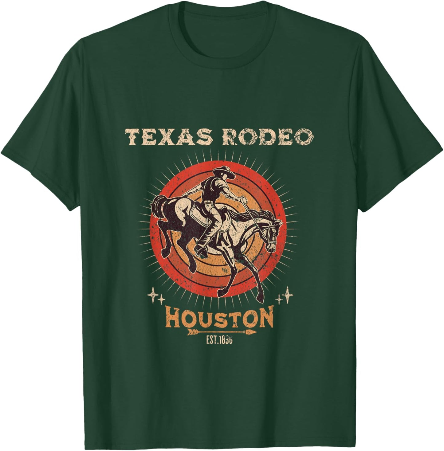 Houston Texas Rodeo Vintage Western Retro Cowboy T-Shirt - T-Shirt | Forest