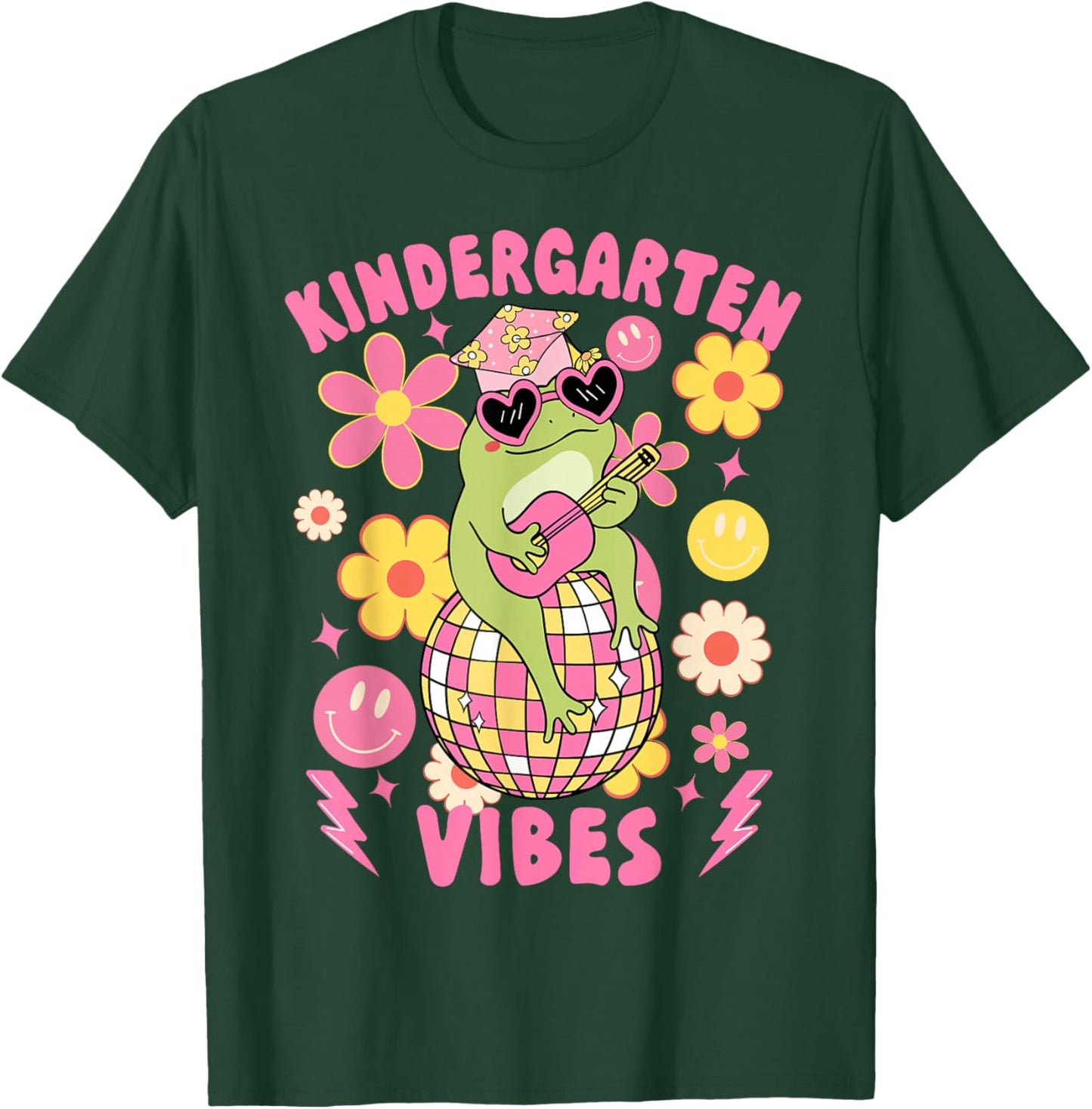 Kindergarten Vibes Groovy Kindergarten Back To School Frog T-Shirt - T-Shirt | Forest