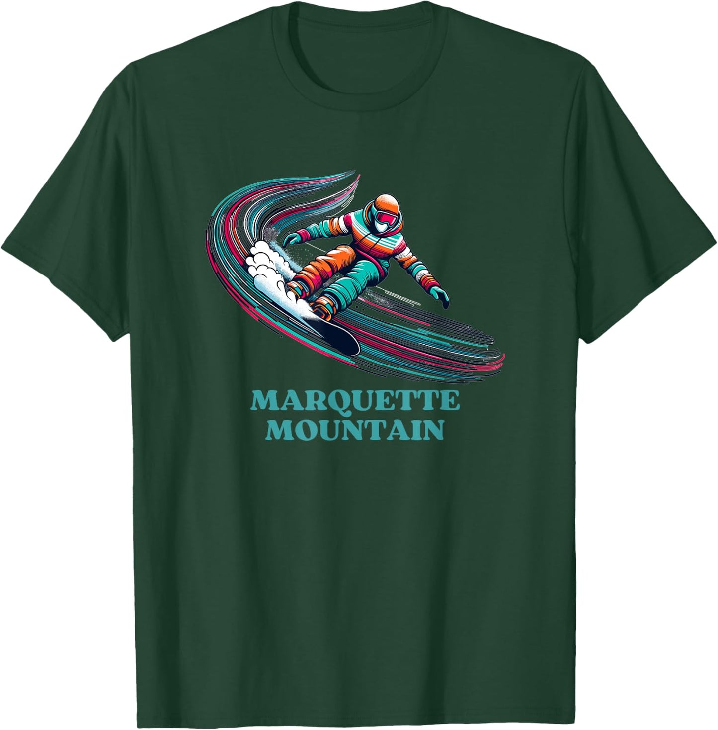 Marquette Mountain Michigan Snowboarding Snowboarder T-Shirt - T-Shirt | Forest