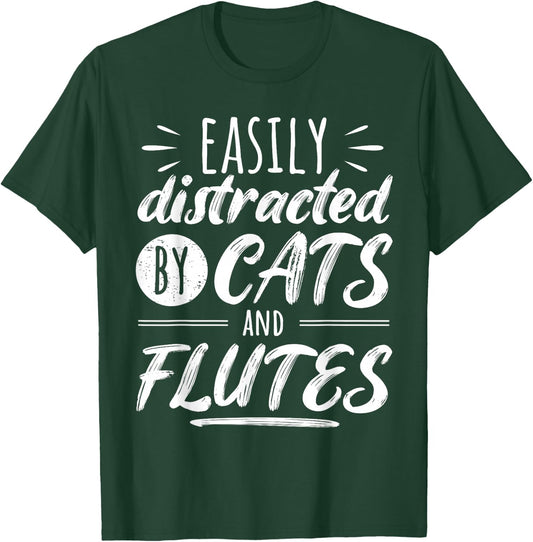Funny Flute Player Saying Cat Owner I Cats And Flutes T-Shirt - T-Shirt | Forest