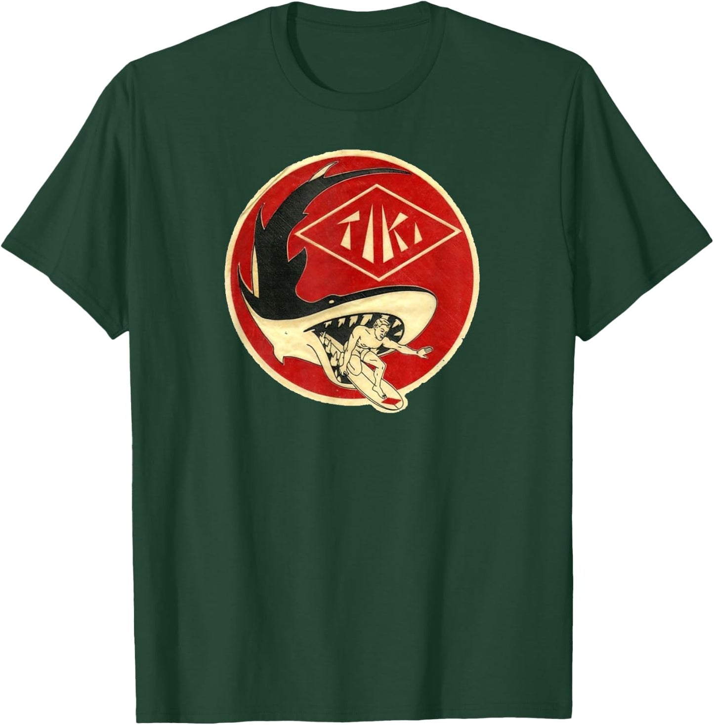 TIKI Surf T Shirt! Watch out for those sharks, dude. T-Shirt - T-Shirt | Forest