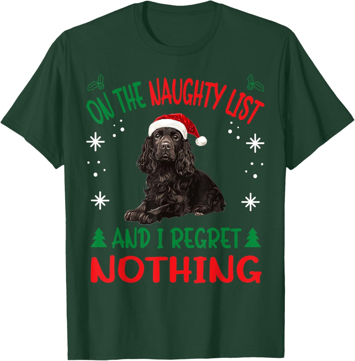 Cute Boykin Spaniel Dog Christmas On The Naughty List and I T-Shirt - T-Shirt | Forest