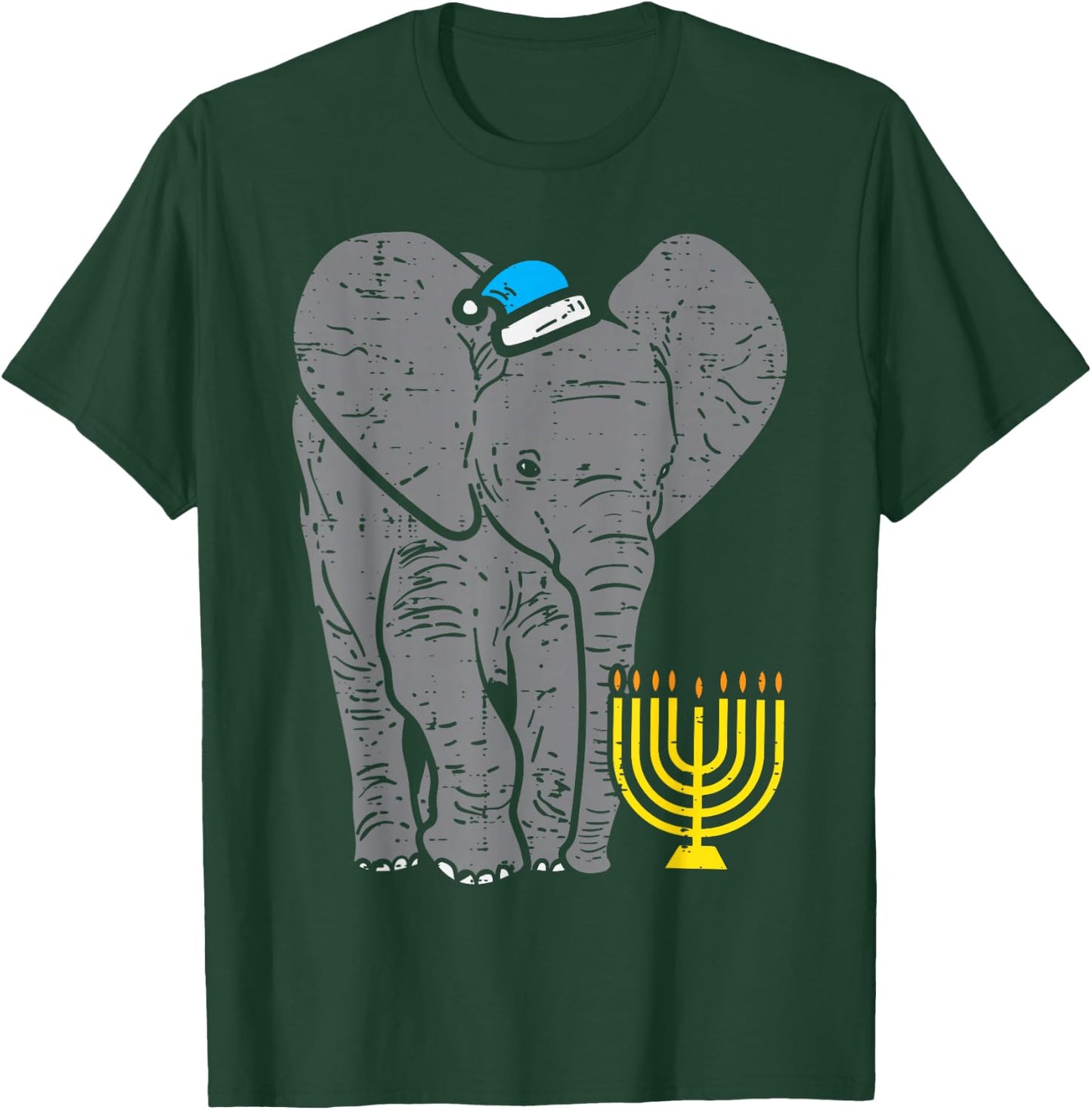 Jewish Elephant Menorah Hanukkah Chanukah Animal Lover Gift T-Shirt - T-Shirt | Forest