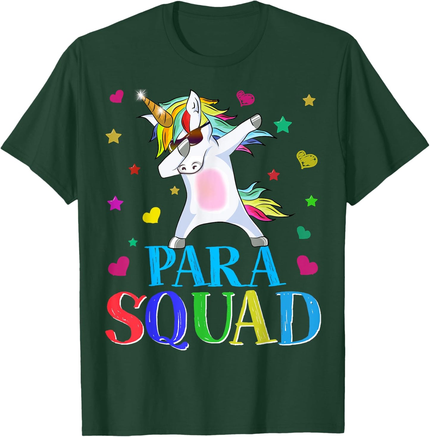 Para Squad Dabbing Unicorn Paraprofessional Teacher Gifts Women Girls Kids T-Shirt - T-Shirt | Forest