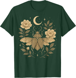Celestial Beetle Bloom Mystical Insect Moon Garden boho T-Shirt - T-Shirt | Forest