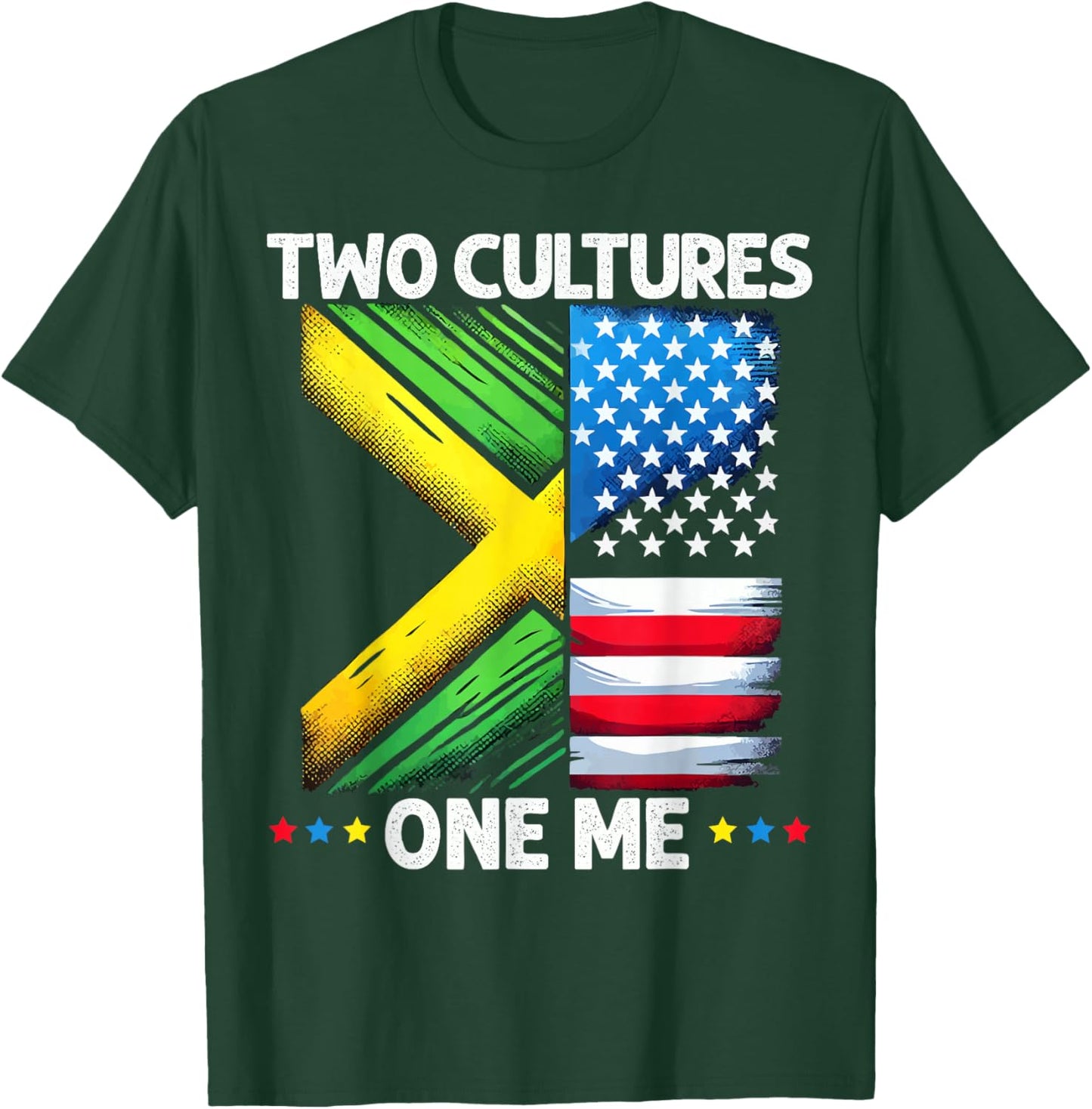 Half Jamaican Half American USA Flag Jamaica America T-Shirt - T-Shirt | Forest