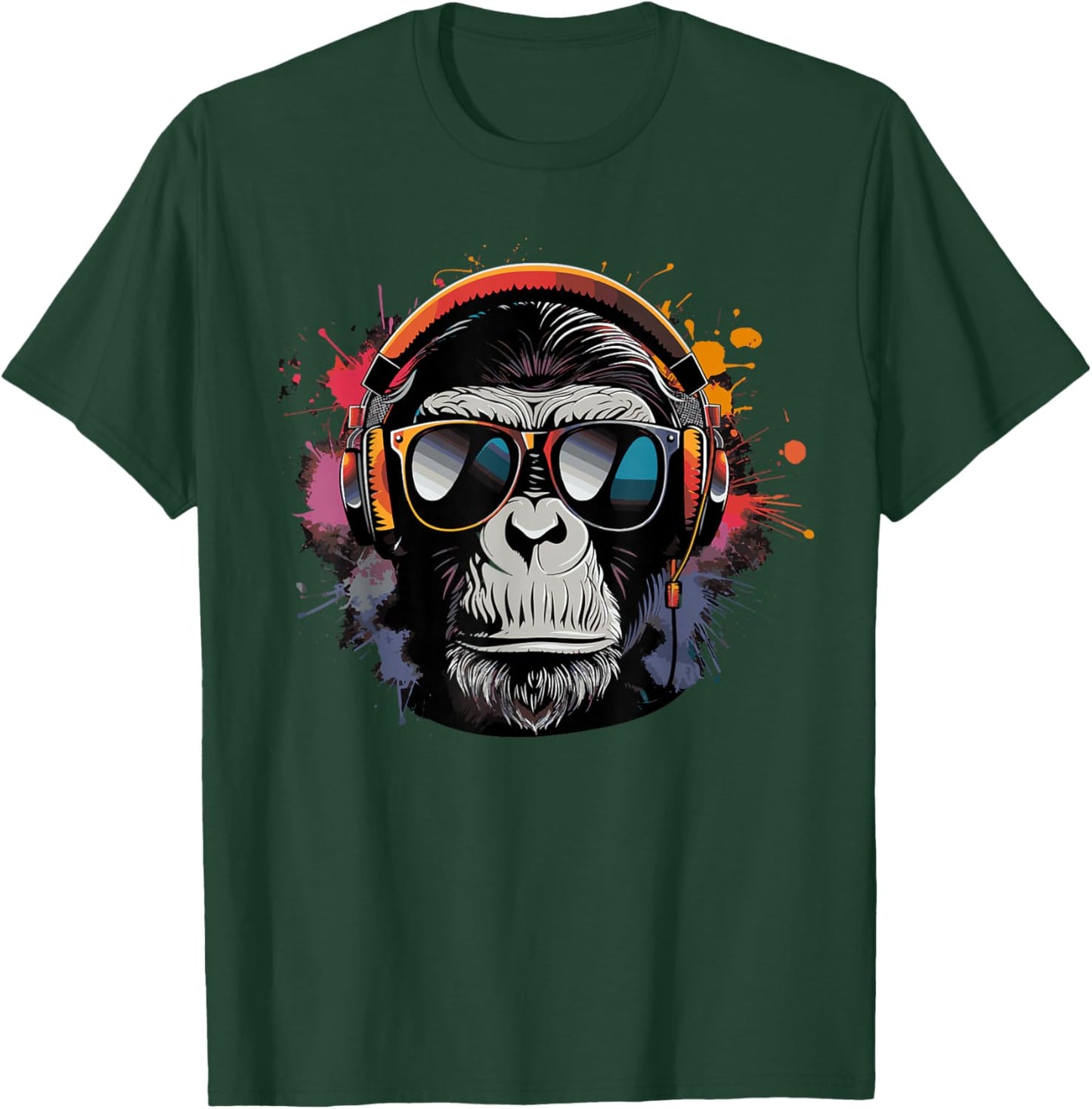 DJ Monkey with Sunglasses DJ Monkey Headphones T-Shirt - T-Shirt | Forest