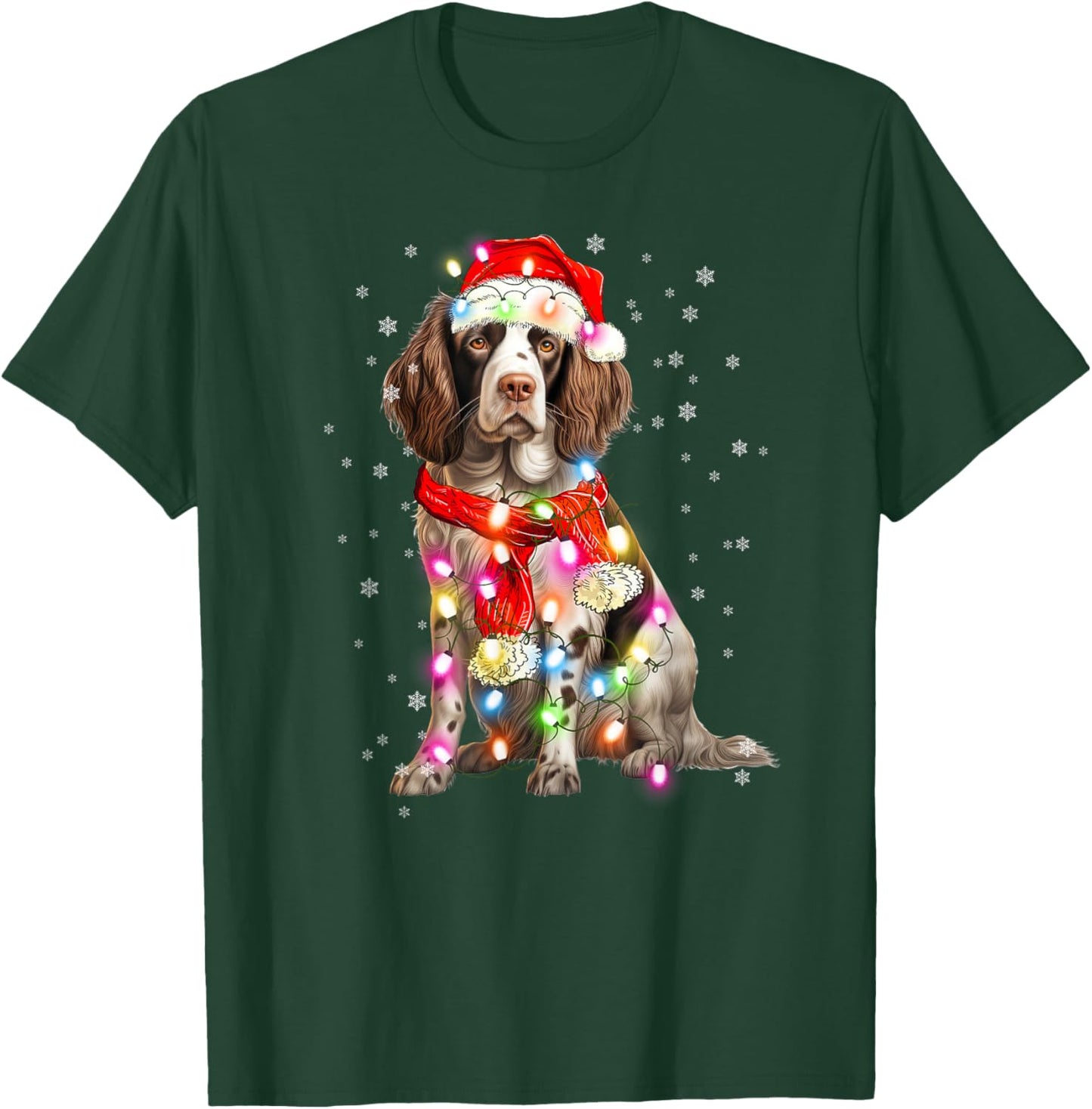 Santa Hat Spaniel English Springer T-Shirt - T-Shirt | Forest