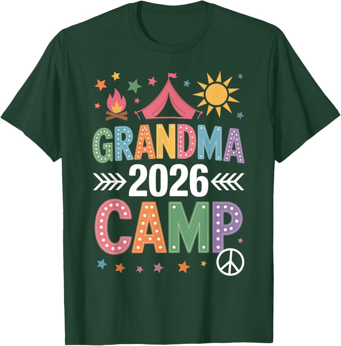 Grandma Camp 2026 Family Vacation Summer Camping Crew Kids T-Shirt - T-Shirt | Forest