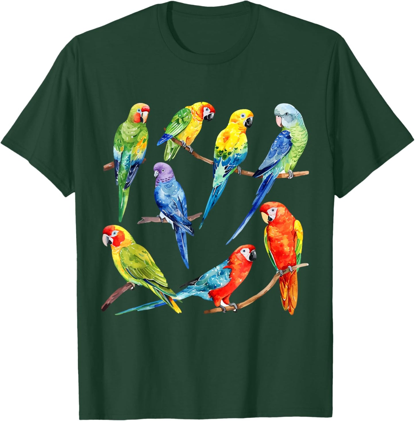 Colorful Parrot Watercolor T-Shirt - T-Shirt | Forest