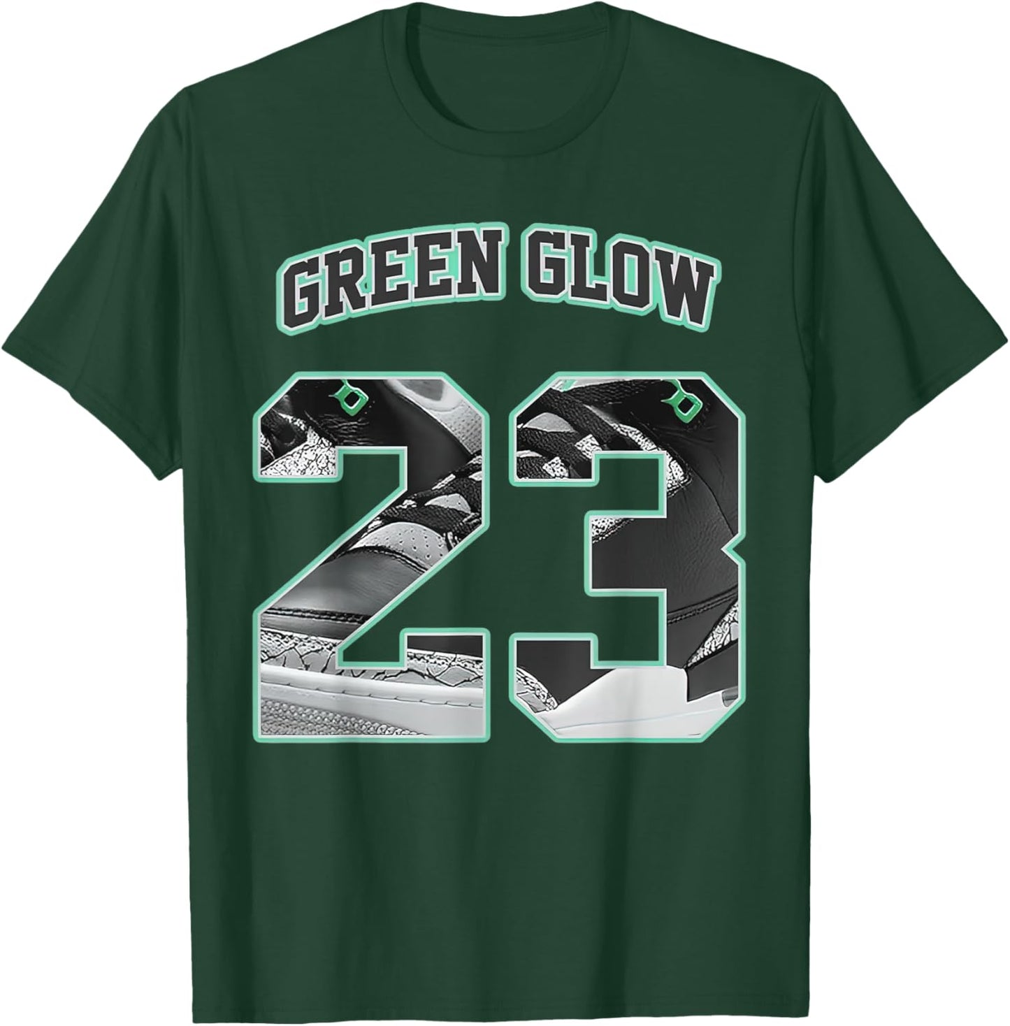 Number 23 Black Green Glow 3s Loser Lover Matching Retro T-Shirt - T-Shirt | Forest