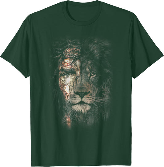 Jesus Lion Christian Cross Religion Lover T-Shirt - T-Shirt | Forest