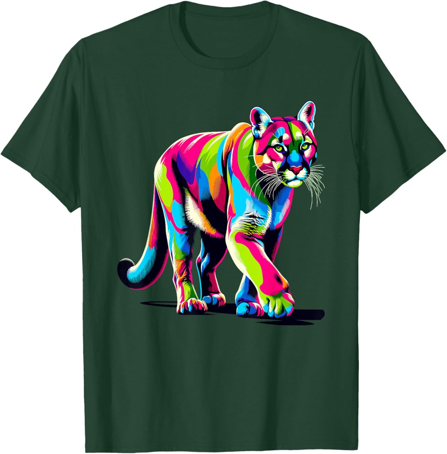 Colorful Pop Art Cougars Cougar Mountain Lion Puma T-Shirt - T-Shirt | Forest