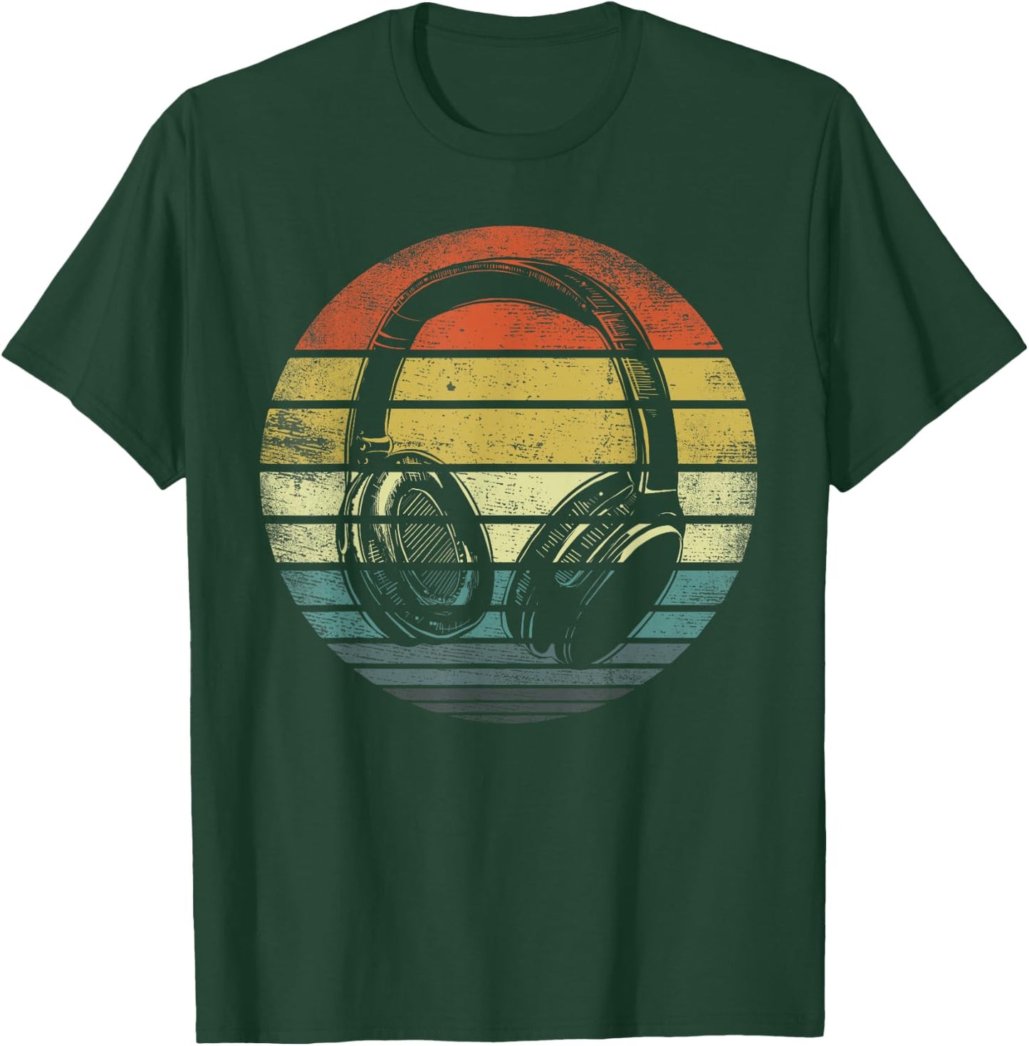 Music Lover Producer DJ Gifts Funny Retro Headphones Small T-Shirt - T-Shirt | Forest