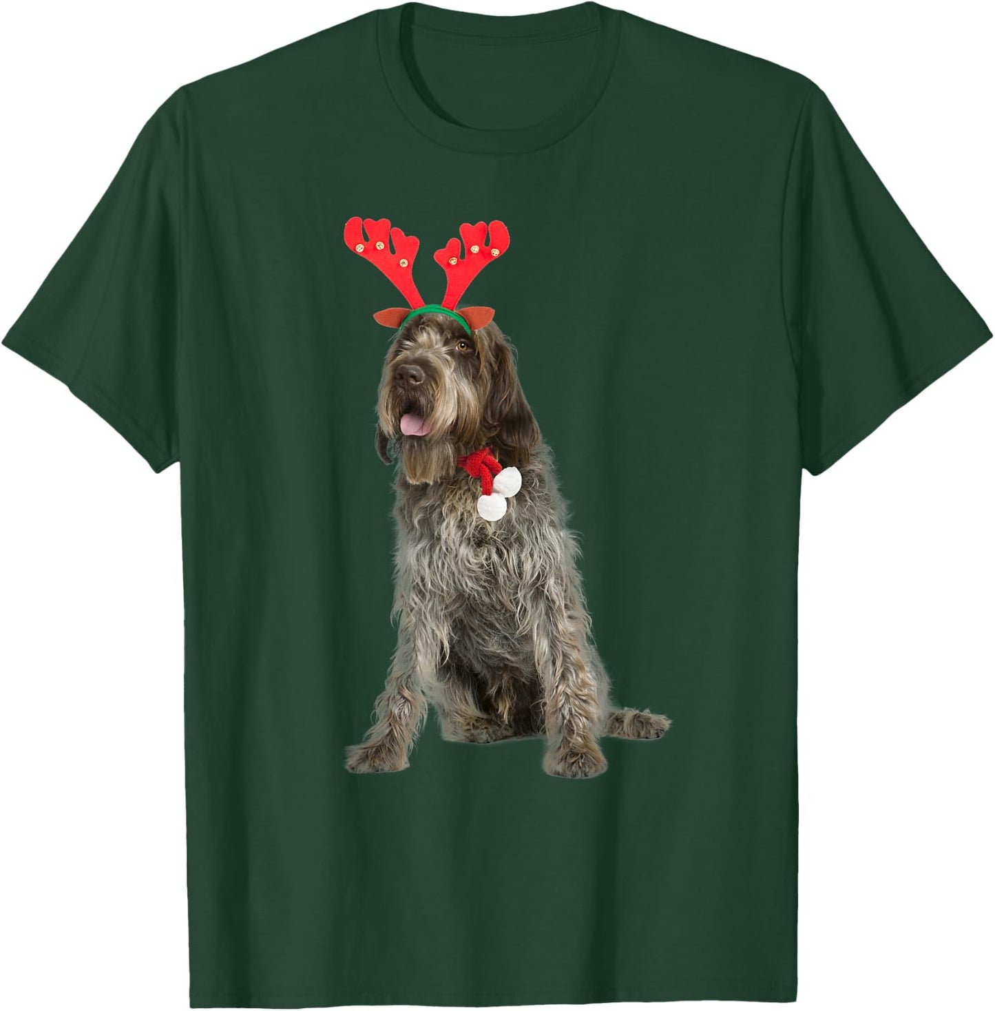 Wirehaired Pointing Griffon Reindeer Christmas Dog Men Women Kids T-Shirt - T-Shirt | Forest