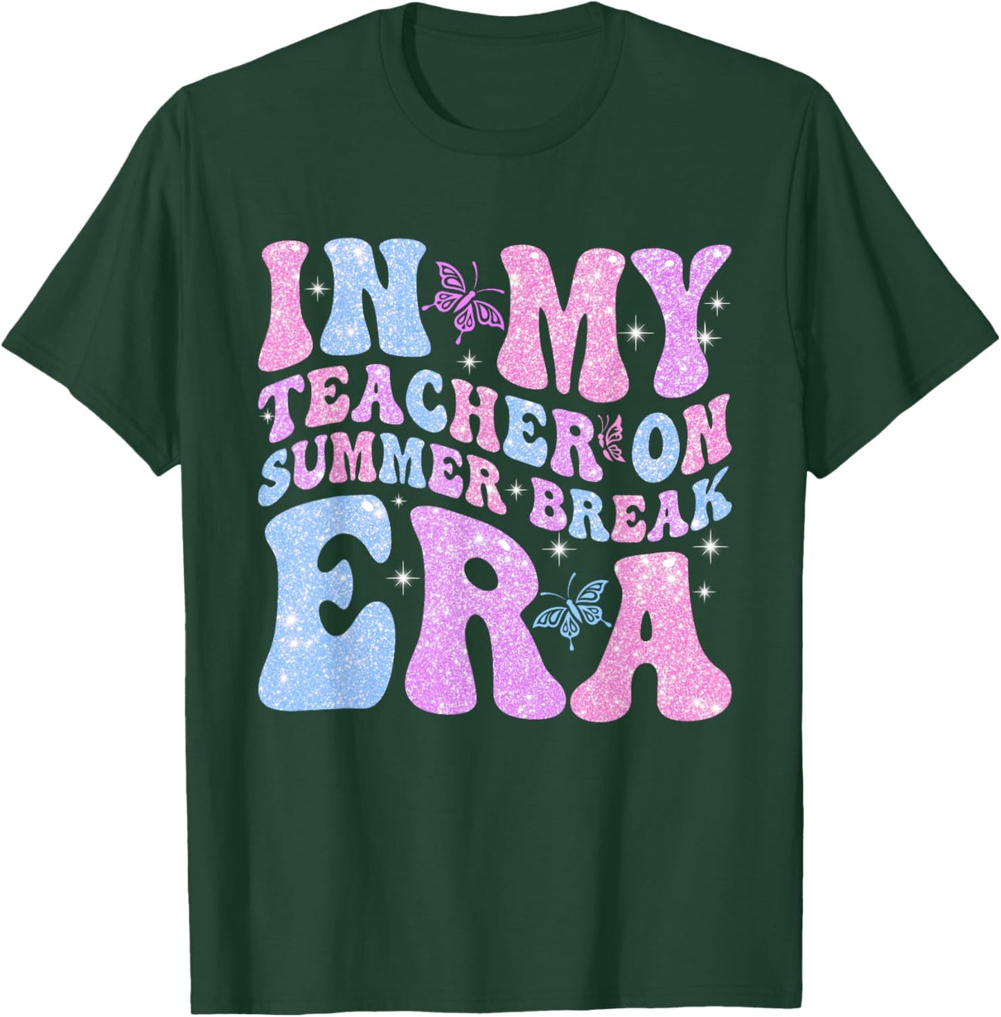 In My Teacher On Summer Break Era Groovy Summer Vibe Teacher Men Women T-Shirt - T-Shirt | Forest