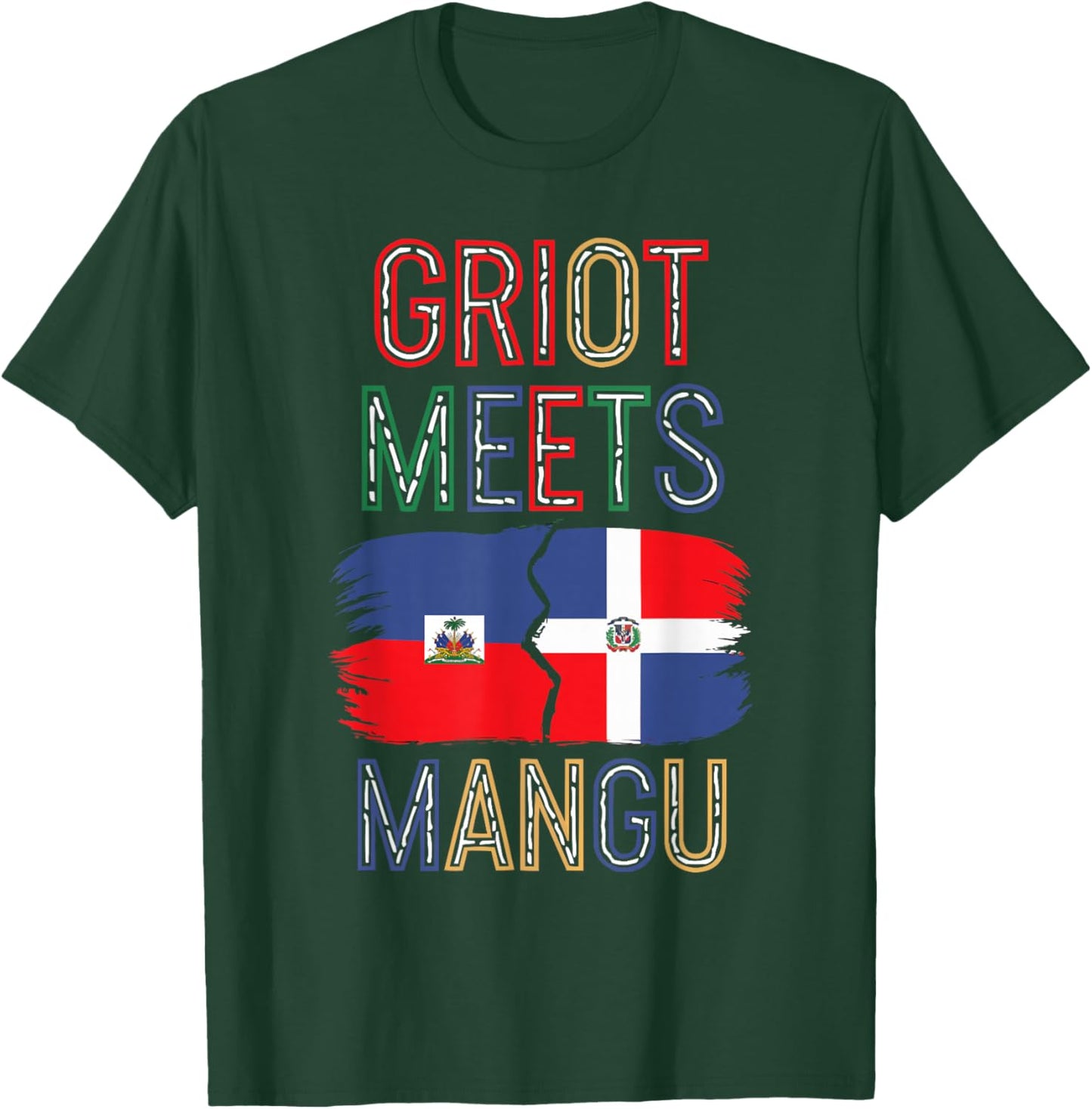 Half Haitian Half Dominican Republic Flag Haiti T-Shirt - T-Shirt | Forest