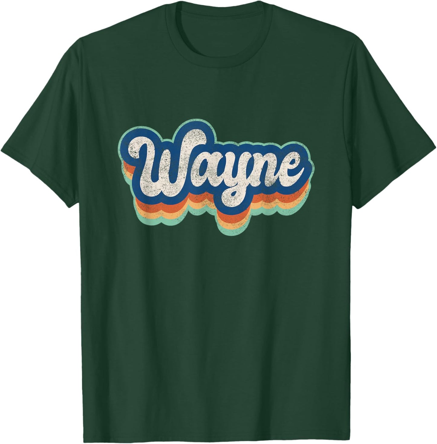 Wayne First Name Boy Vintage Style 70s 80s Personalized T-Shirt - T-Shirt | Forest