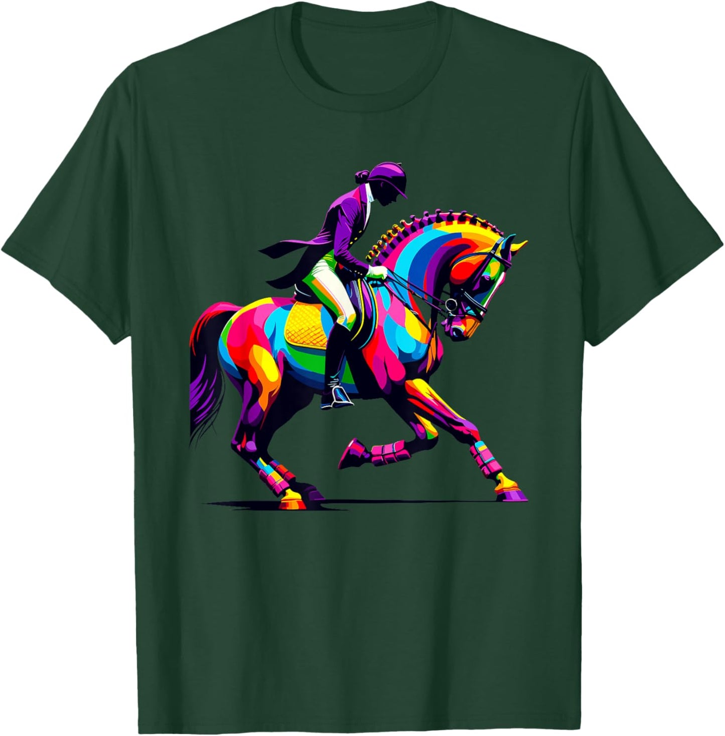 Colorful Pop Art Dressage Horseback Riding Equestrian Horse T-Shirt - T-Shirt | Forest