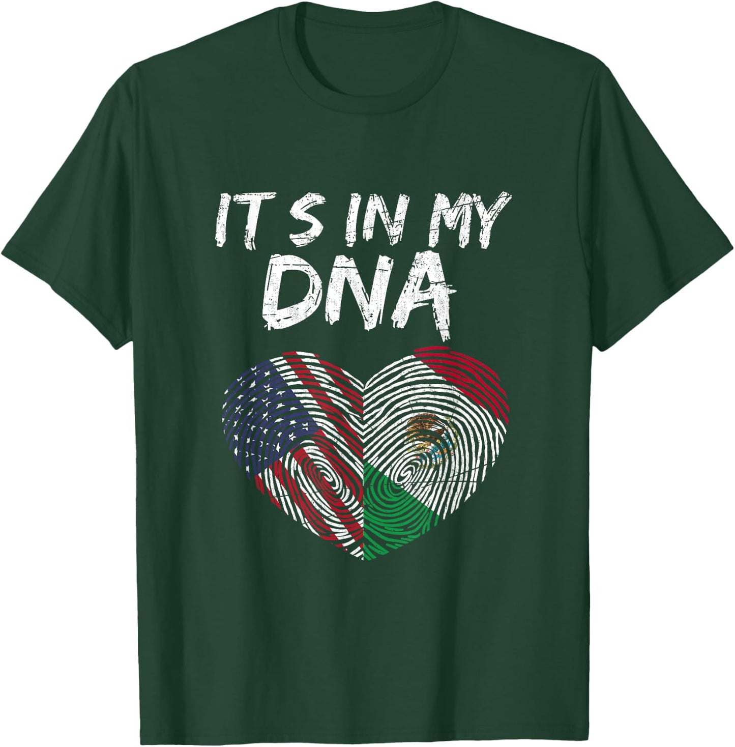 DNA USA Flag American Mexican Flag Mexico T-Shirt - T-Shirt | Forest