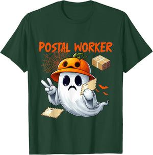 Postal Worker Job Halloween Ghost Boo Pumpkin Matching Team T-Shirt - T-Shirt | Forest