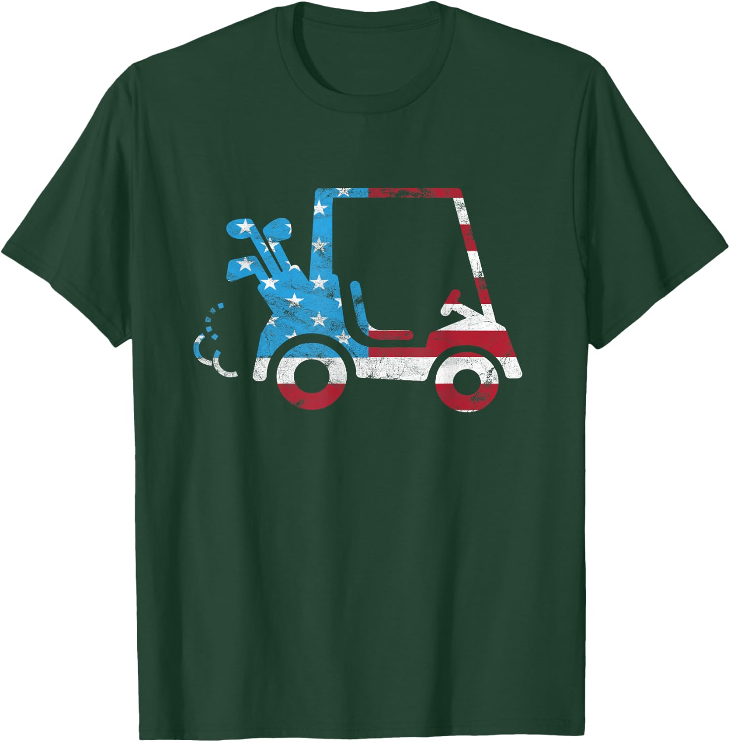Golf Cart American Flag - Patriotic Golfer T-Shirt - T-Shirt | Forest