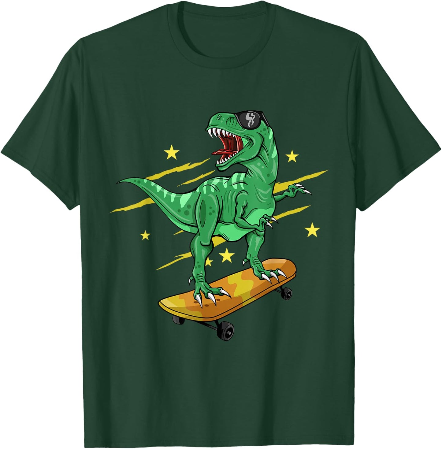 Skating Dinosaur Skateboard T-Shirt - T-Shirt | Forest