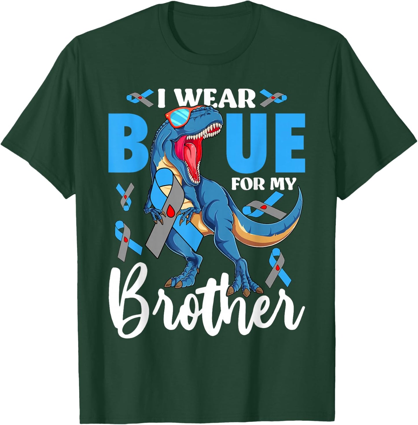 I Wear Blue For My Brother Type 1 Diabetes Awareness T-Shirt - T-Shirt | Forest