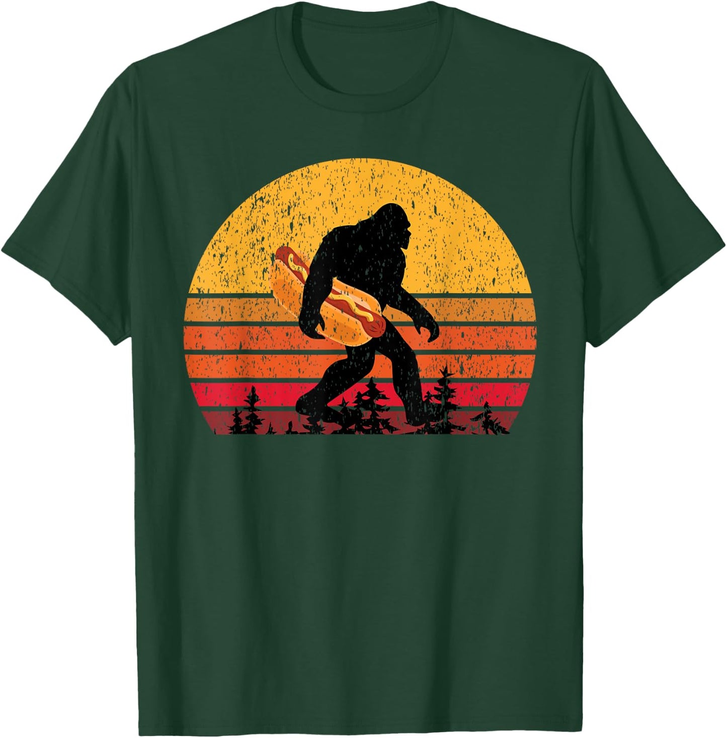 Bigfoot & Men Hot Dog T-Shirt - T-Shirt | Forest
