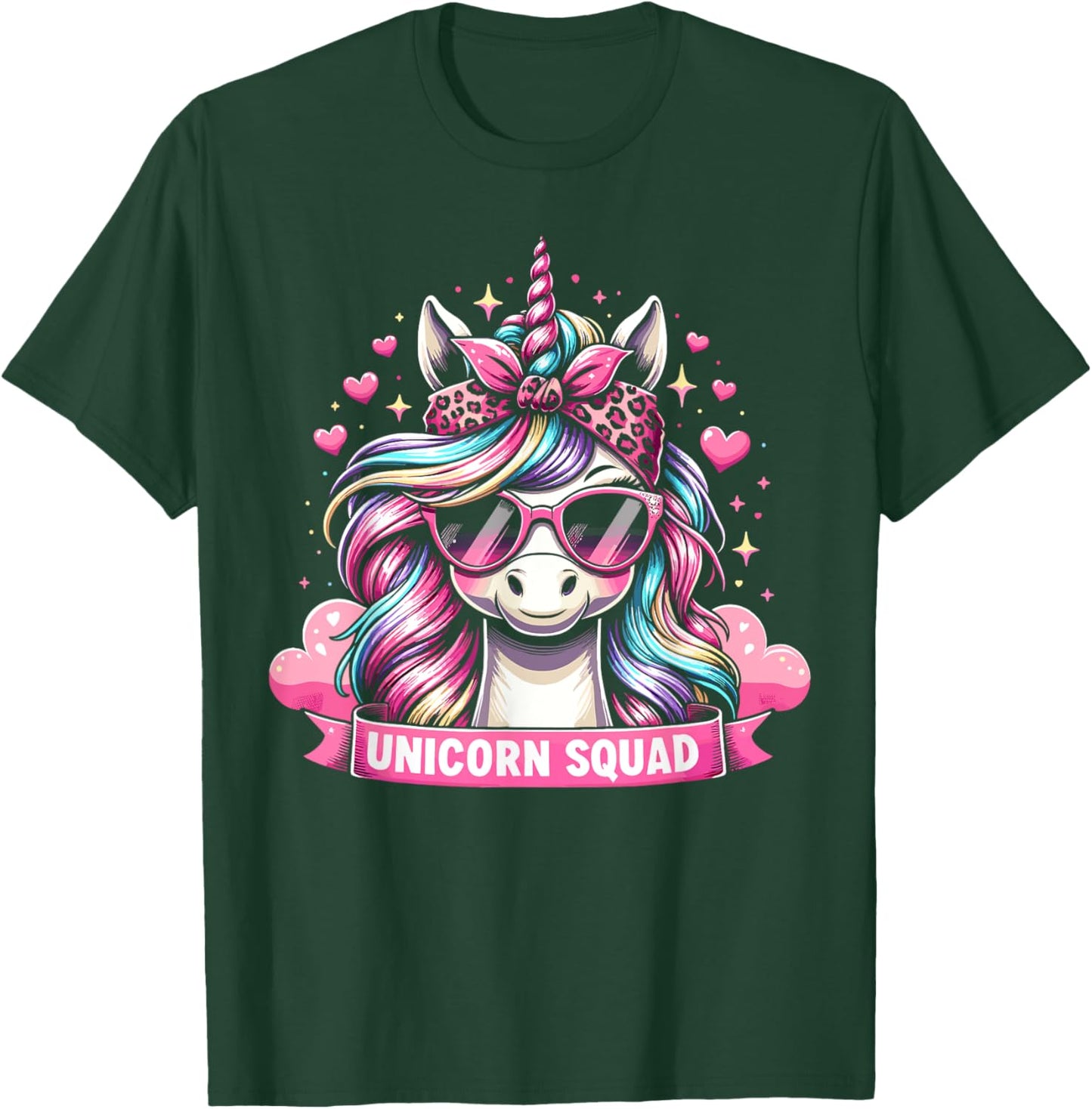 Unicorn Squad - Graceful Unicorn with leopard Bandana T-Shirt - T-Shirt | Forest