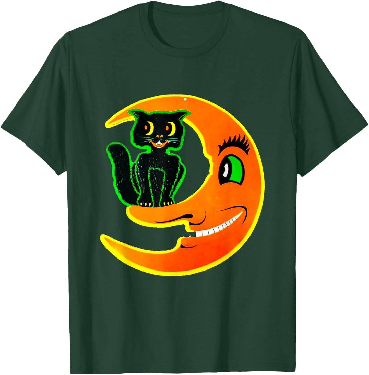 Vintage Halloween Beistle Cat on the Moon Horror Gift T-Shirt - T-Shirt | Forest