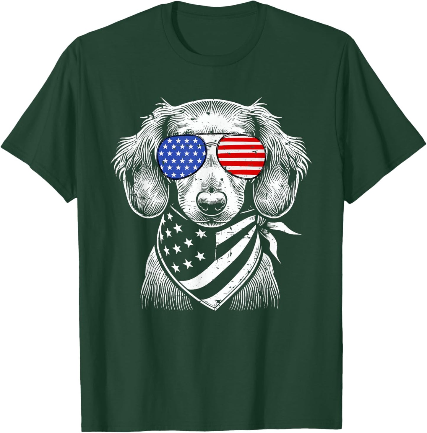 Dachshund Wiener Dog Patriotic 4th of July American US Flag T-Shirt - T-Shirt | Forest