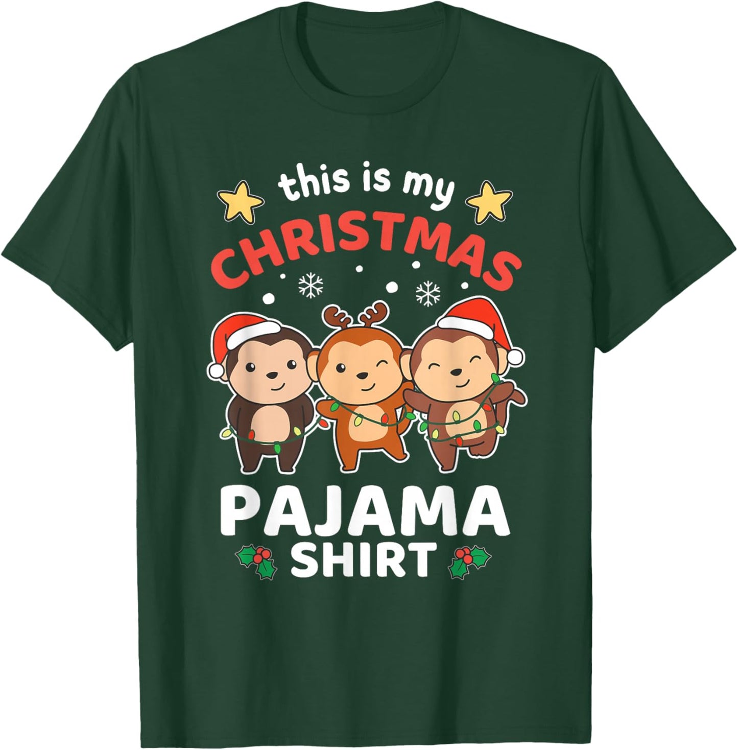 Monkey Christmas This Is My Christmas Pajama T-Shirt - T-Shirt | Forest