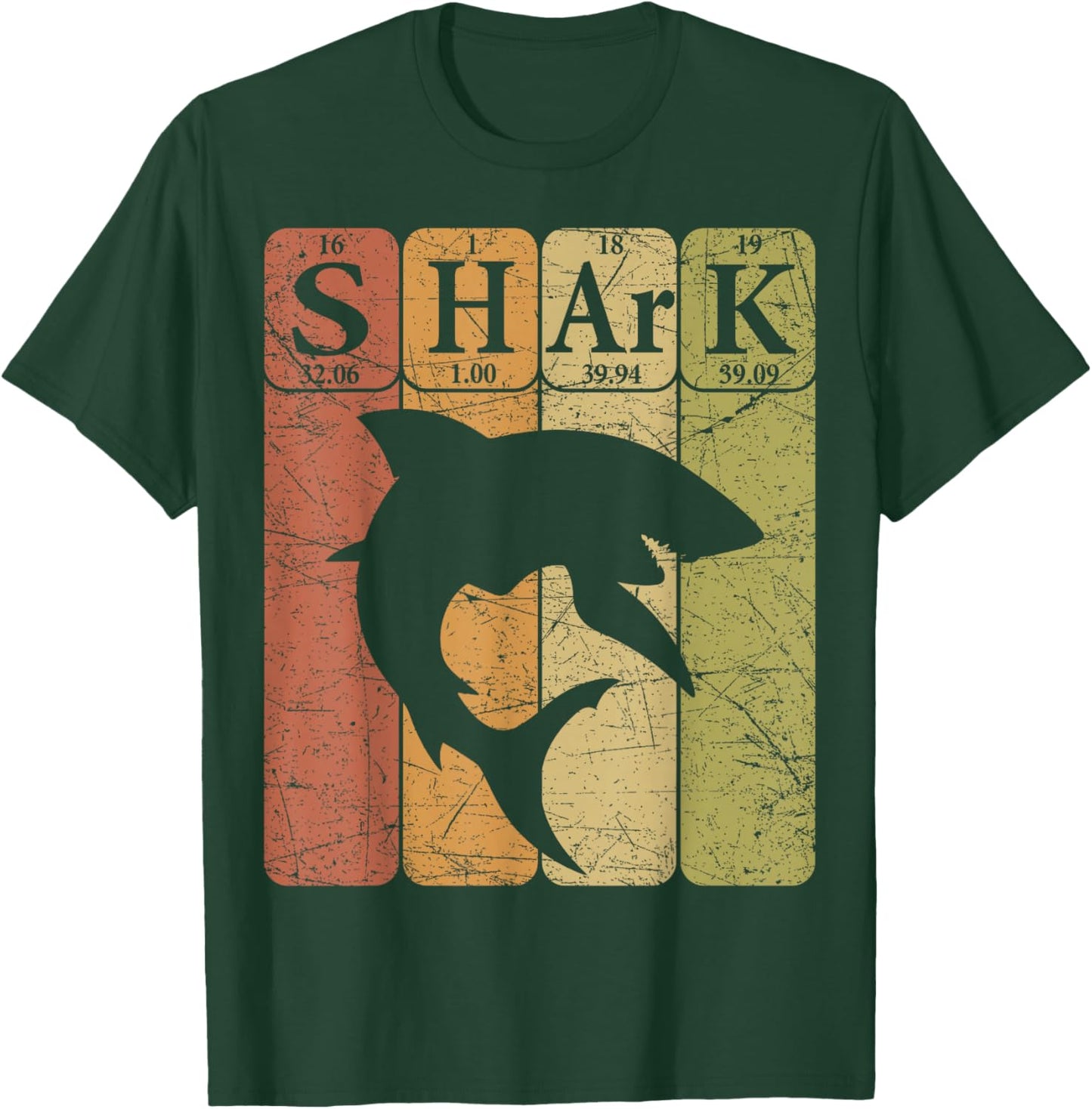 Shark Periodic Table Elements Retro Shark Selachimorphaphile T-Shirt - T-Shirt | Forest