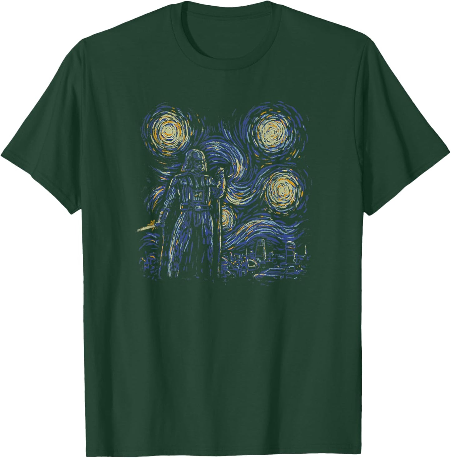 Star Wars Classic Darth Vader In Van Gogh's Starry Night T-Shirt - T-Shirt | Forest