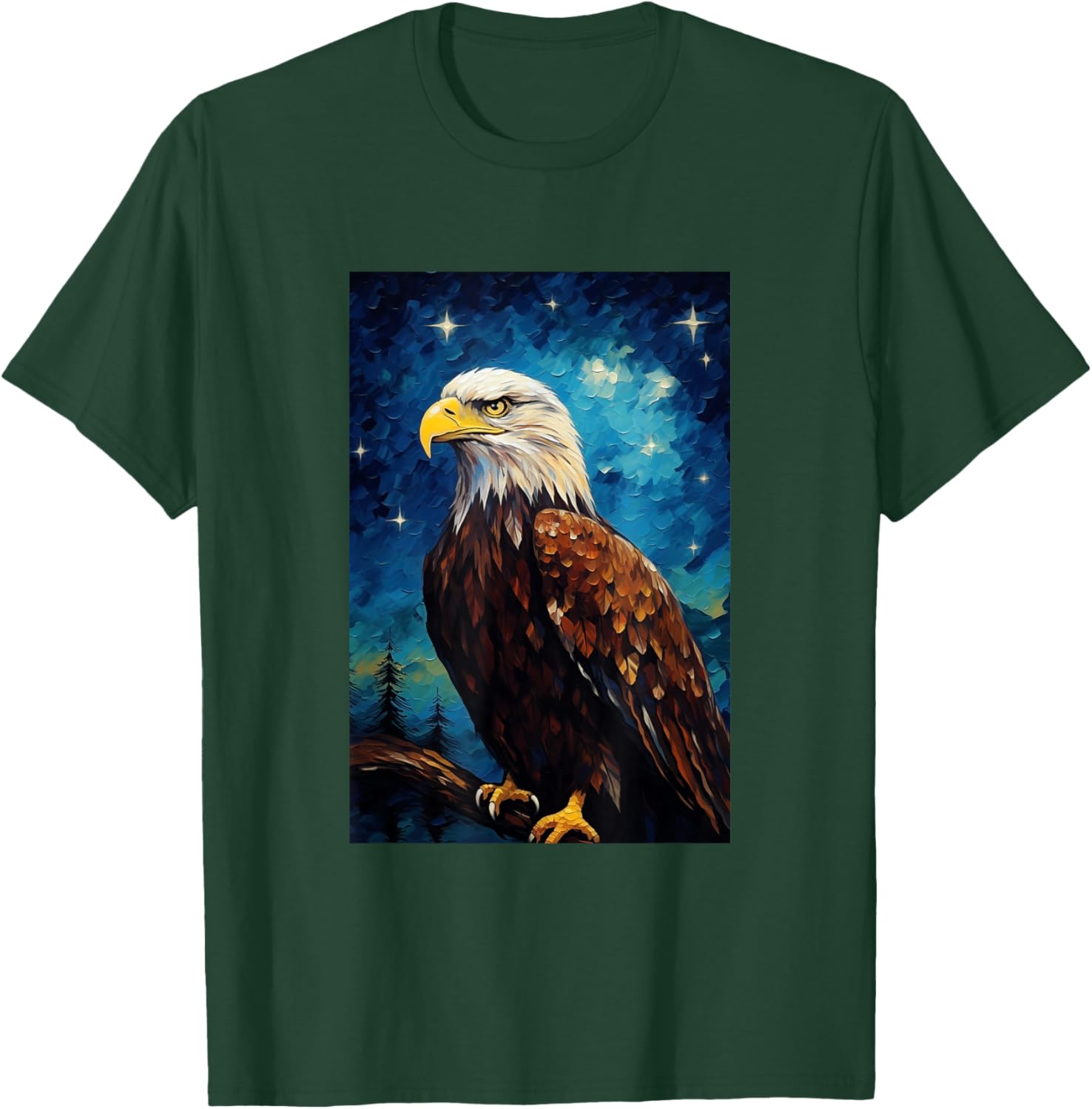 Eagle Designs. Bald Eagle Bird - -Adults, Kids - Black - Short Sleeve - Small - Classic Fit T-Shirt - T-Shirt | Forest