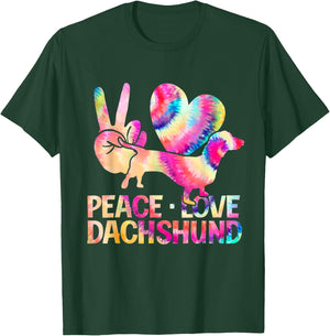 Hippie Dog Cute Animal Lover Gift Wiener Tie Dye Dachshund T-Shirt - T-Shirt | Forest