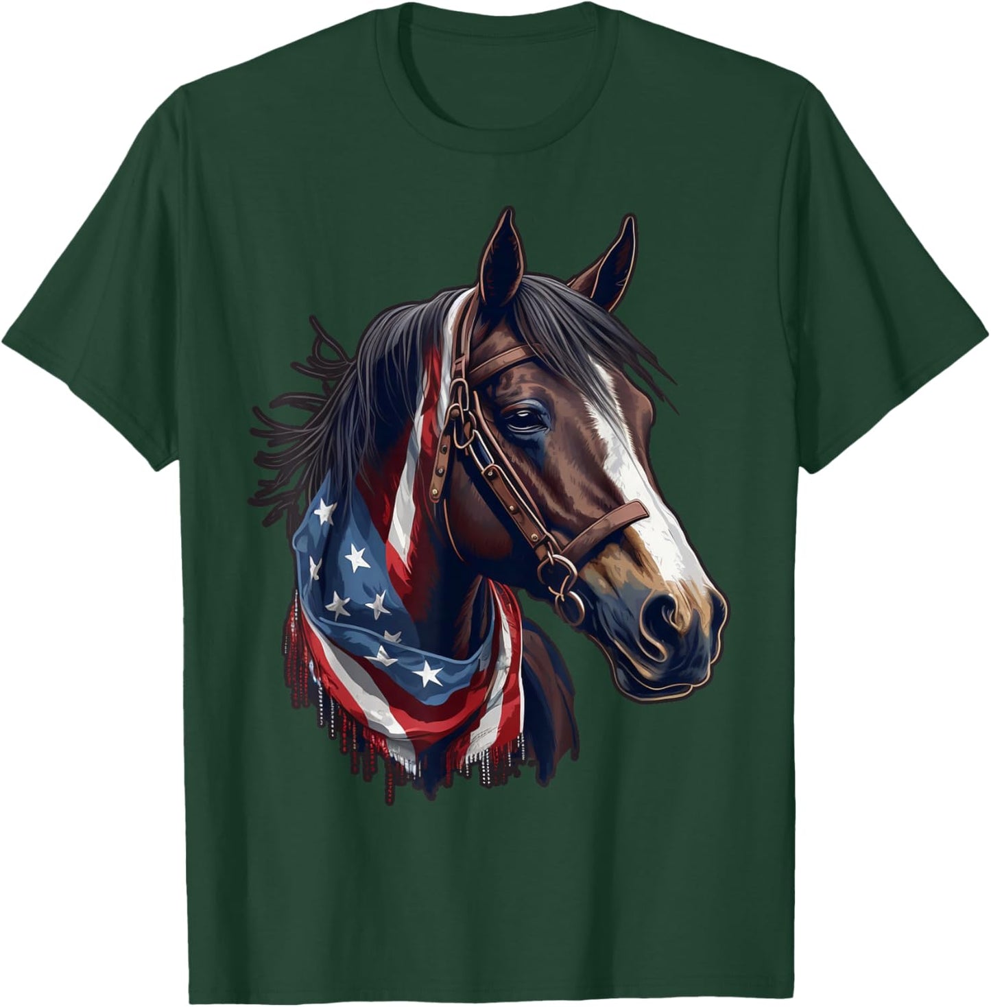 USA 4th Of July Horse on Patriotic American Horse T-Shirt - T-Shirt | Forest