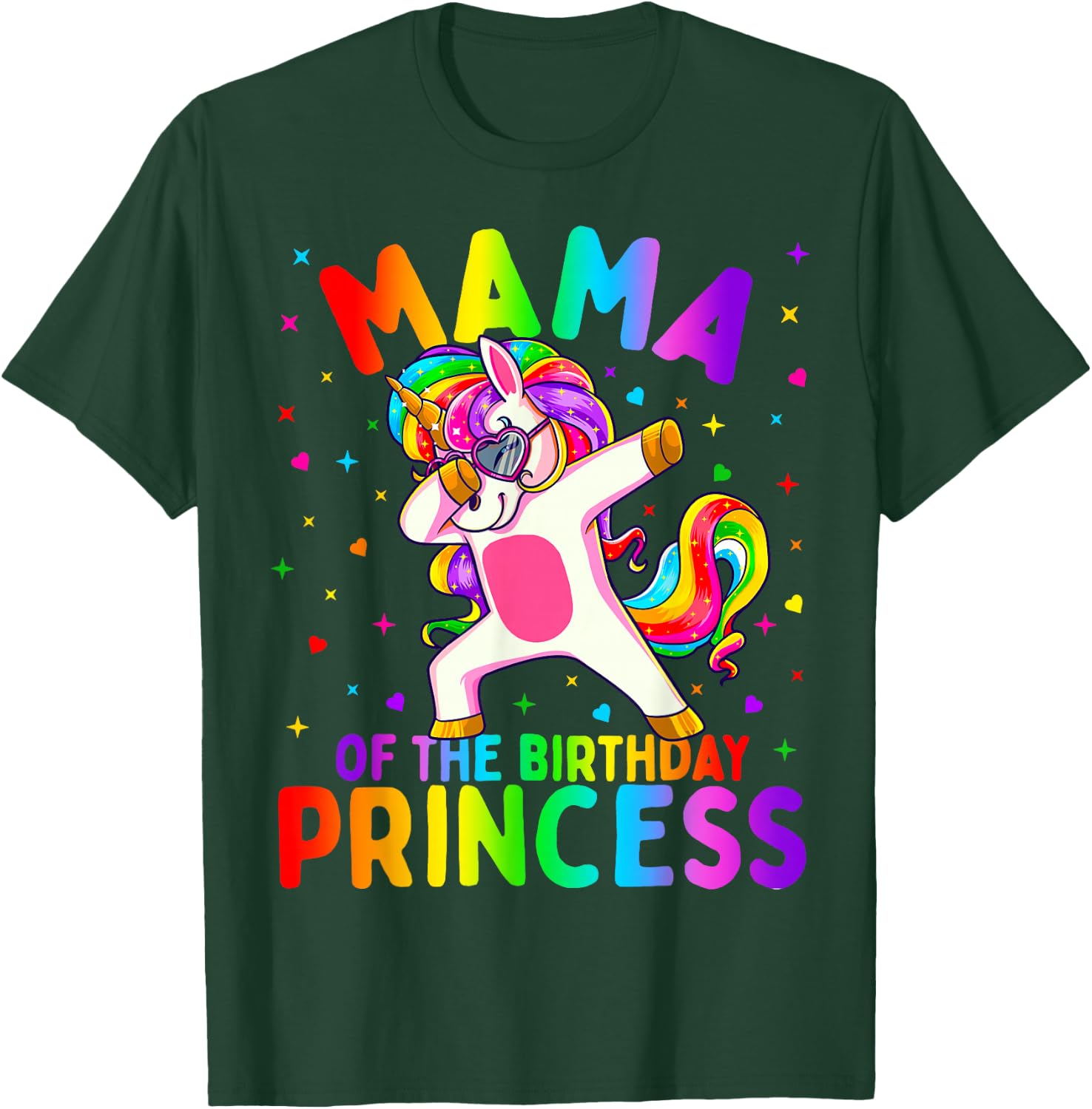 Mama of The Birthday Princess Girl Dabbing Unicorn Mom T-Shirt - T-Shirt | Forest
