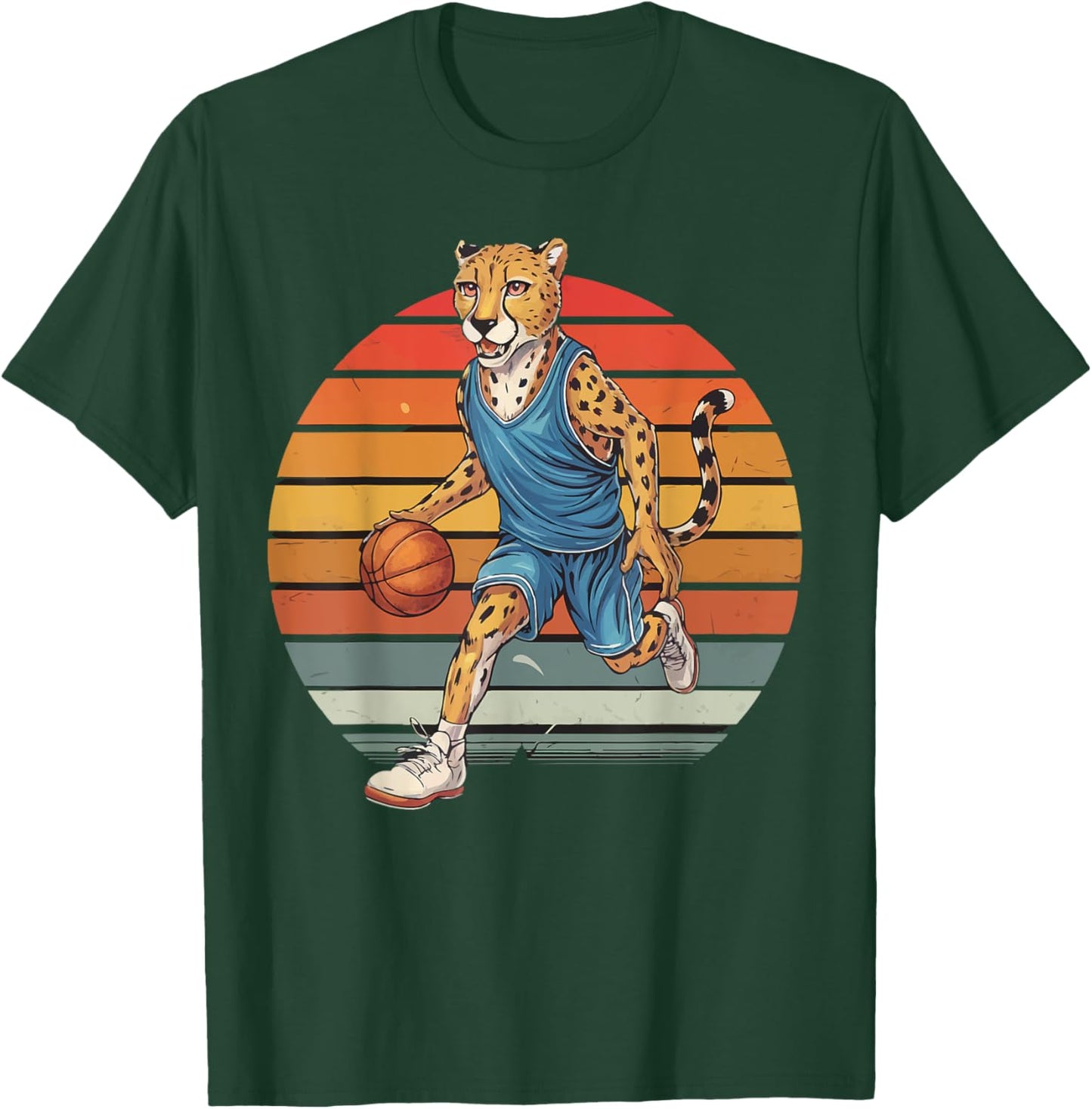 Vintage cheetah Playing Basketball cheetah lovers basketball T-Shirt - T-Shirt | Forest