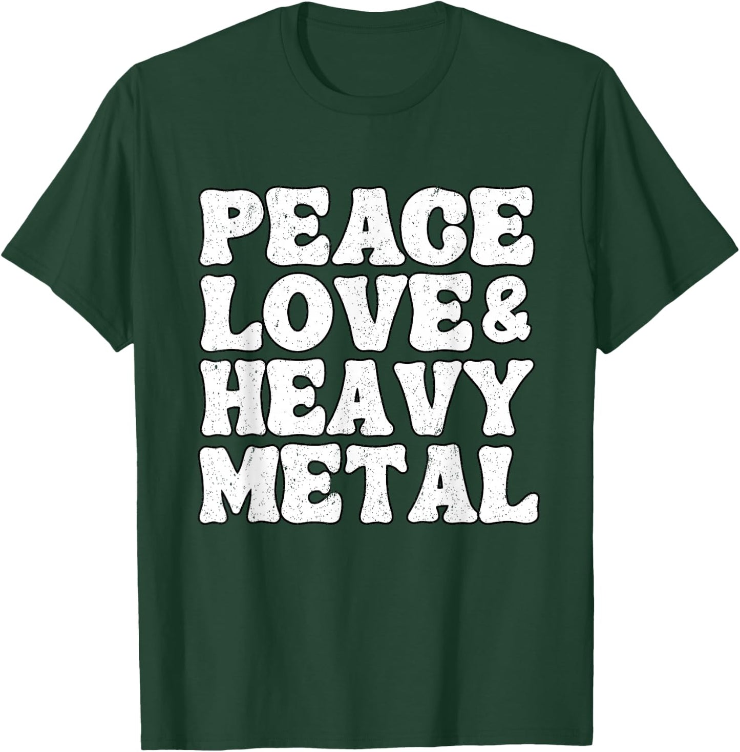 Punk Rock Kids Band Metal Retro Peace Love & Heavy Metal T-Shirt - T-Shirt | Forest