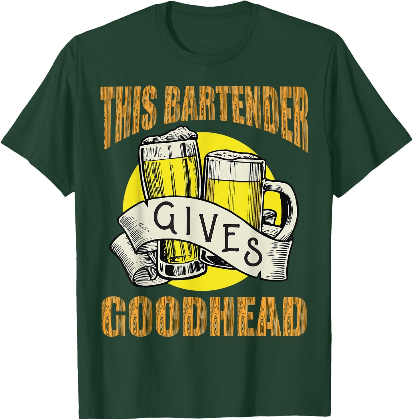This bartender Gives Good Heads Funny Vintage Bartender T-Shirt - T-Shirt | Forest