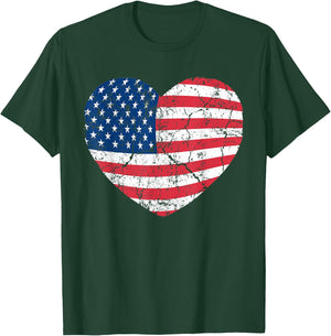 America Heart Love America Shirt Heart Flag T-Shirt - T-Shirt | Forest