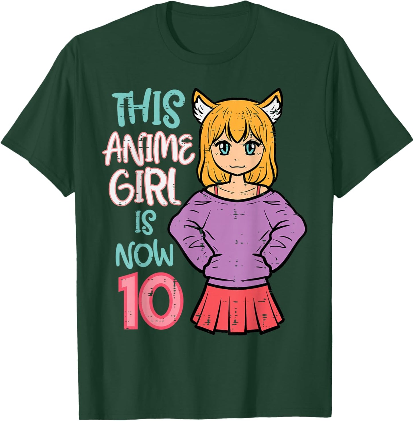 This Anime Girl is Now 10 Bday 10th Birthday Japanese Manga T-Shirt - T-Shirt | Forest