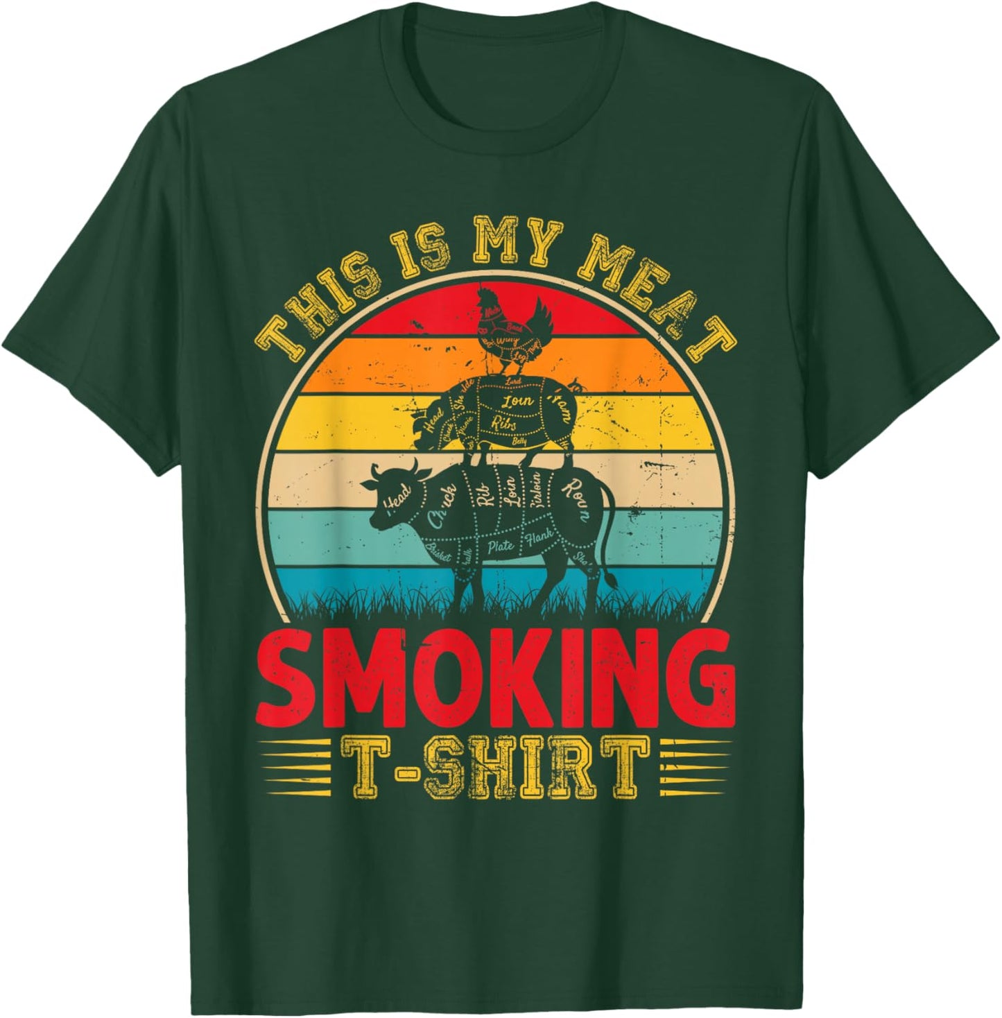 Vintage This Is My Meat Smoking BBQ Smokers Lovers T-Shirt - T-Shirt | Forest
