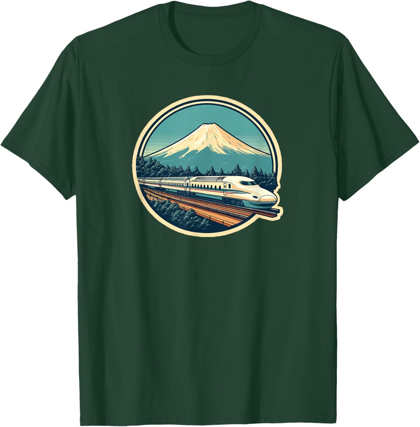 Bullet Train Mount Fuji Japanese Souvenir Shinkansen Train T-Shirt - T-Shirt | Forest