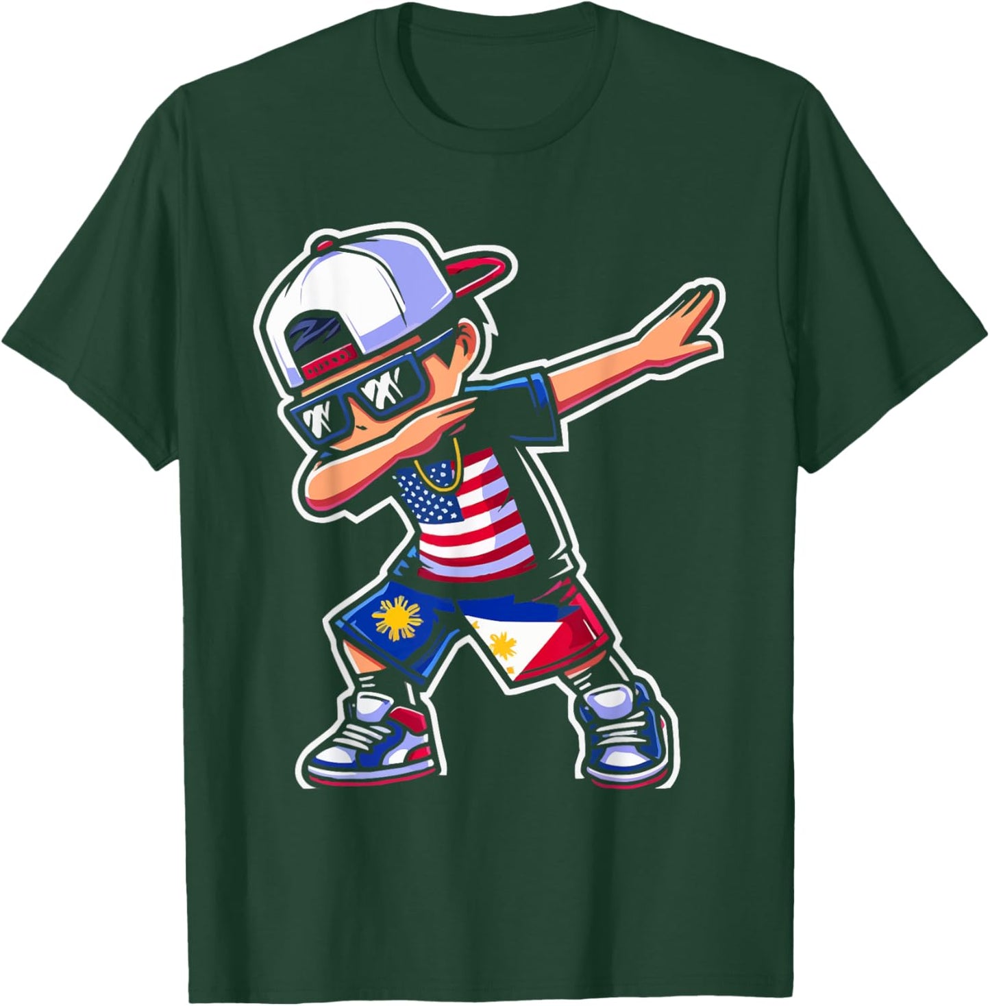 Half Filipino Half American USA Flag Philippines America T-Shirt - T-Shirt | Forest