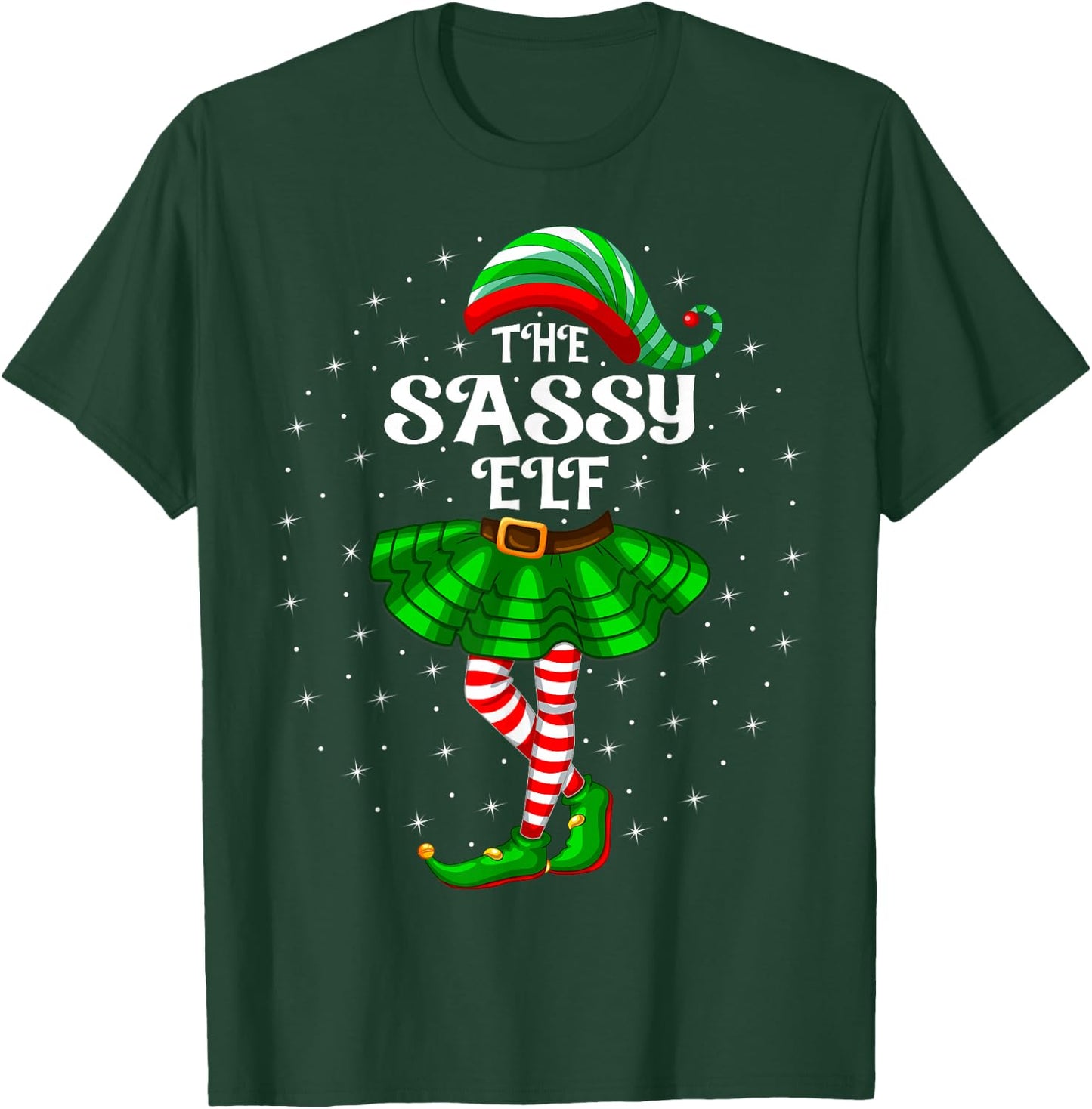 Xmas Family Matching Women Girls Mom The Sassy Elf Christmas T-Shirt - T-Shirt | Forest