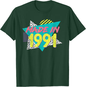 Made in 1991 Retro Vintage 34th Birthday T-Shirt - T-Shirt | Forest